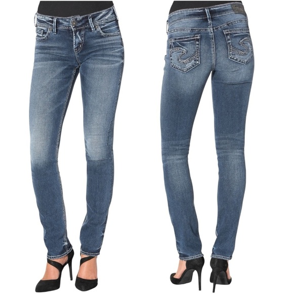 Silver Jeans Elyse Straight Leg 31 x 30 Stretch Mid Rise Curvy Fit - Picture 1 of 15